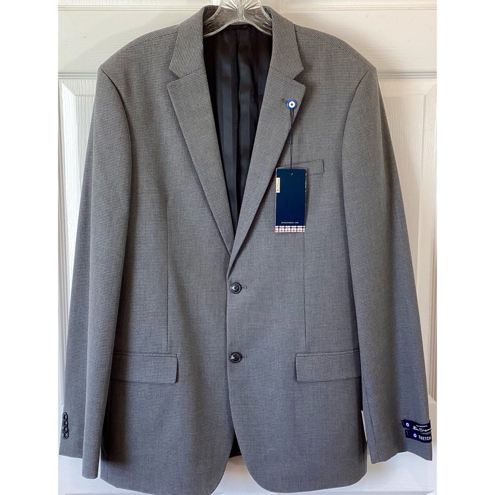 The Original Ben Sherman Stretch Blazer Blue Gray Check 42R NWT